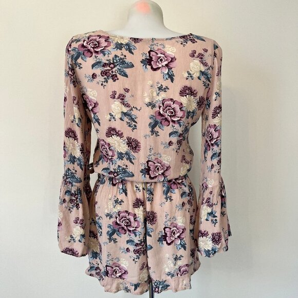 American Eagle AEO Romper Boho Jumper Floral  Western Pockets Ruffle Feminine XS - Picture 3 of 15